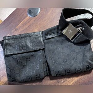 Gucci Black Monogram Messenger Bag